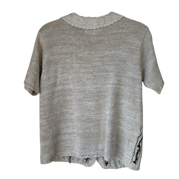 Heirloom Collectibles Vintage Floral Embroidered Short Sleeve Knitted Blouse S - Picture 2 of 4